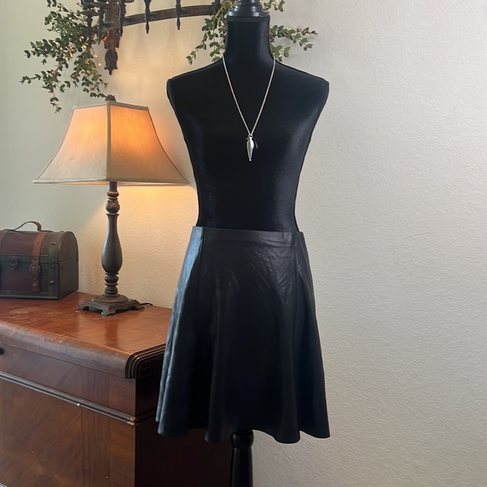 SPANX Faux Leather Skater Skirt | Size Large